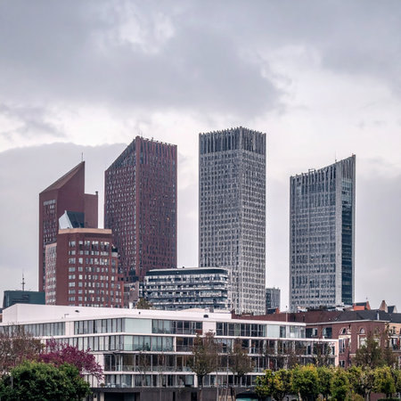 Modern buildings in Rotterdam, Netherlands. Rotterdam is the capital and largest city of the Netherlands.の素材