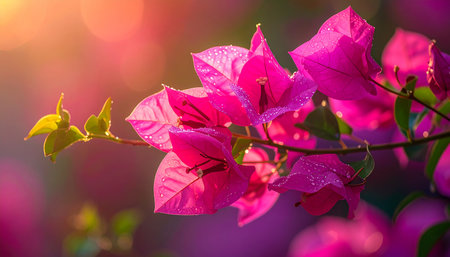 Bougainvillea flower in the garden with sunlight, nature backgroundの素材