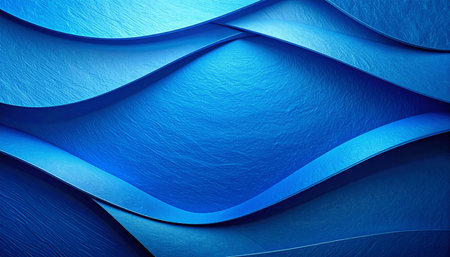 Blue abstract background with cut paper layers. 3d render illustration.の素材