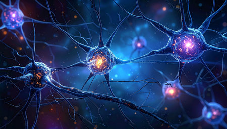 Neuron cell, 3D illustration. Neuron cell as a medical background. Neuron cell as a symbol of neurons and nervous systemの素材