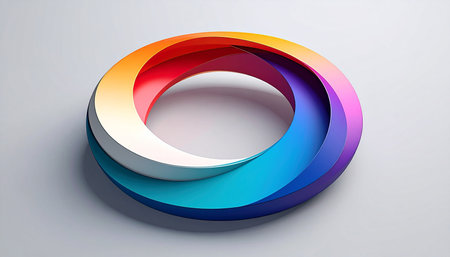 3d illustration of colorful rings on white background. Abstract background.の素材