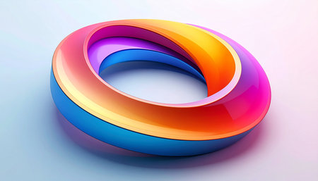 3d render of colorful rings in the shape of an infinity signの素材
