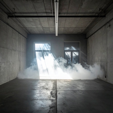 Fog and smoke in an empty room. 3d rendering.の素材