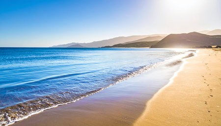 Beach in the morning light on the island of Crete, Greeceの素材