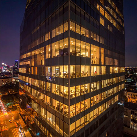 3d rendering. Futuristic corridor with neon lights in the darkの素材