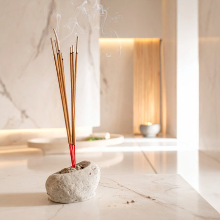 Incense sticks in holderle countertop in modern living roomの素材
