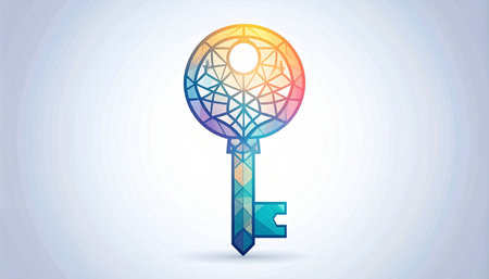 Key icon on blue background. Vector illustration. Eps 10 file.の素材