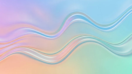 Iridescent abstract waves with soft pastel colors and a holographic sheen. Clear details and vibrant colors en...の素材