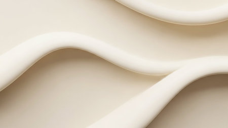 Smooth flowing cream colored curves create a minimalist and elegant abstract background with subtle lighting.の素材