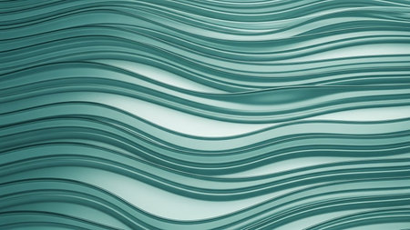 A textured background with parallel, curved lines in shades of teal green, creating a wavy, rippled effect.の素材