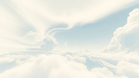 Ethereal sky filled with soft white clouds and gentle light rays Clear details and vibrant colors enhance visu...の素材