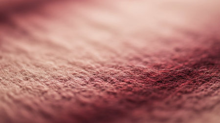 Macro view of soft fuzzy fabric with red and pink hues and shallow depth of field Clear details and vibrant co...の素材