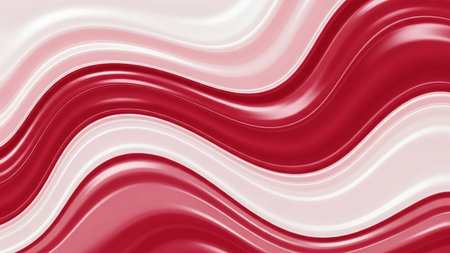 Glossy red and white wavy stripes with a reflective surface and smooth texture. Clear details and vibrant colo...の素材