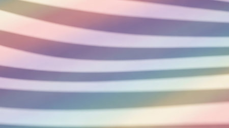 Soft pastel rainbow colored stripes curve and blur to create a gentle abstract background.の素材