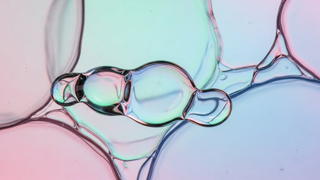 Colorful soap bubble abstract background. Close up view of soap bubbles.の素材