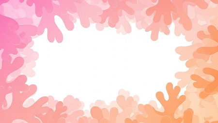 A decorative frame composed of organic, coral-like shapes in soft pink and orange hues, creating a vibrant, nature-inspired border.の素材