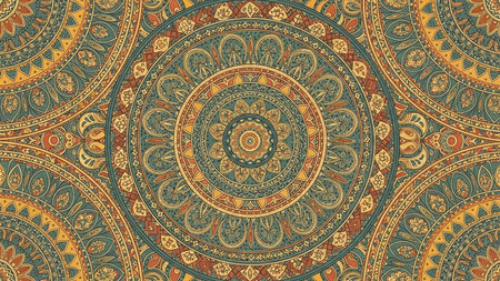 Geometric showing traditional indian mandala pattern with earthy tones and geometric designs keywords:...の素材