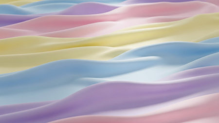3d rendering of colorful satin fabric waving in the wind.の素材
