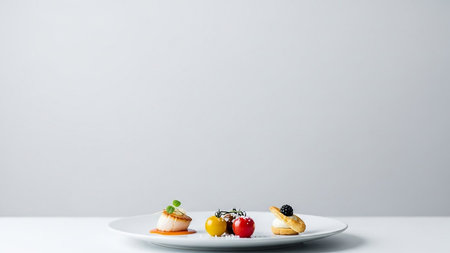 tasty dessert on plate on white table, isolated on grey, copy spaceの素材