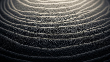 Backgrounds/ showing dark sand ripples with concentric waves and dramatic lighting keywords: sand, ripples,...の素材