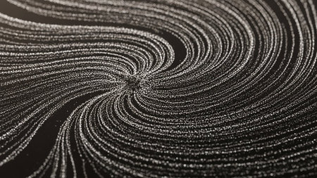 Vortex showing swirling trails of glittering particles forming a vortex on a dark background keywords: glitter, sparkle, swirl, vortex, abstract,...の素材