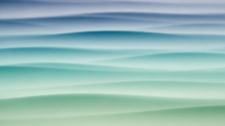 Abstract showing abstract horizontal waves of blue green and white with soft blurry edges and gradient colors. resolutionの素材