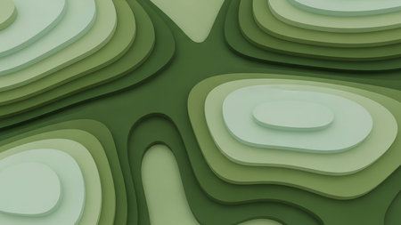Abstract showing layered topographic contour map style abstract in various shades of green with organic shapes. resolutionの素材