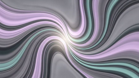 Abstract swirling pattern of pastel lavender and teal light streaks creating a hypnotic vortex with a bright central glow and smooth flowing lines.の素材