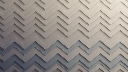 A 3D chevron pattern with layered geometric shapes and soft shadows. Clear details and vibrant colors enhance ...の素材