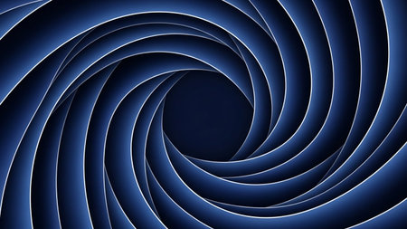 Optical showing intense deep blue swirling vortex pattern with sharp white edges creating a powerful and optical illusion effect. resolution...の素材