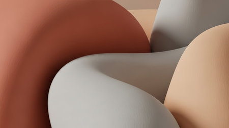 With showing soft pastel abstract organic shapes with matte finish and subtle curves. resolution use.の素材