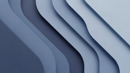 Light blue and grey abstract background with overlapping curved layers, creating a clean, minimalist with subtle shadows and depth.の素材
