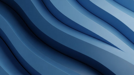 A close-up view of smooth, parallel blue waves creating a textured abstract background with subtle light and shadow.の素材