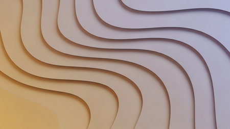 Layered showing soft gradient layered waves with subtle shadows in beige and lavender tones creating a gentle abstract background. resolution...の素材