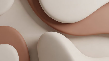 With showing soft organic shapes in cream and terracotta colors with subtle shadows and highlights. resolution use.の素材