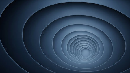 Hypnotic showing deep blue concentric circles creating a hypnotic tunnel effect with subtle shadows and highlights keywords: abstract, tunnel,...の素材