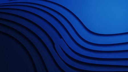 Dramatic showing deep blue wavy abstract background with layered curves and dramatic shadows. resolution use.の素材