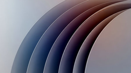 Depth showing abstract curved paper layers with gradient colors and soft lighting creating a sense of depth and flow. resolutionの素材