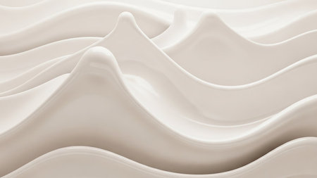 Undulating showing abstract creamy white wavy fluid surface with smooth undulating peaks and valleys. resolution use.の素材
