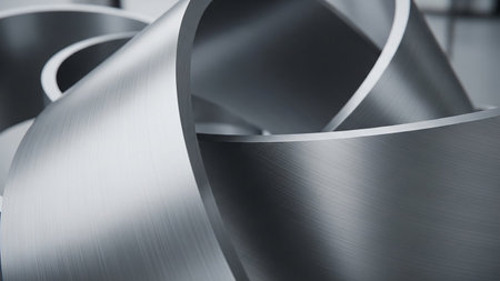 Abstract metallic swirls with brushed texture and soft reflections create a modern, clean design.の素材