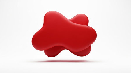 showing matte red organic 3d shape with intersecting forms and soft shadows on white. resolution use.の素材
