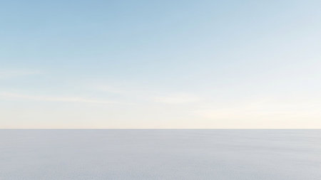 With showing minimalist landscape with a clear pale blue sky and a flat white ground surface. resolution use.の素材