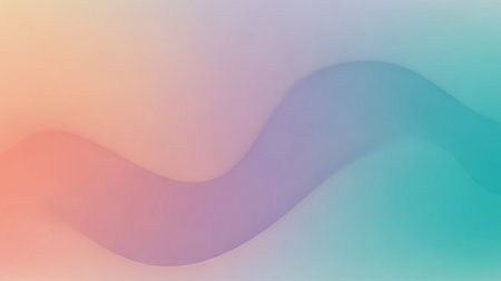 Background showing soft gradient wave background with pastel peach purple and teal colors. resolution use.の素材
