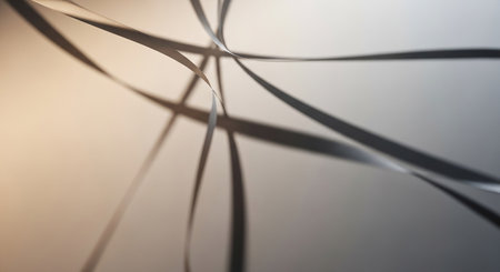 (139) showing thin dark ribbons intertwined and curving against a soft gradient background. High resolution...の素材