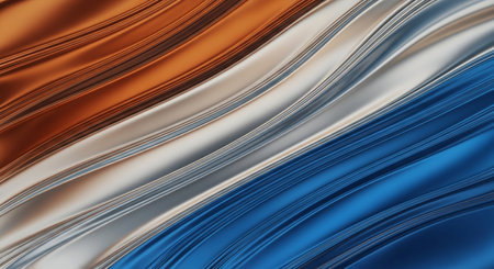 Texture showing wavy metallic fabric texture with color stripes. High resolution image suitable for...の素材