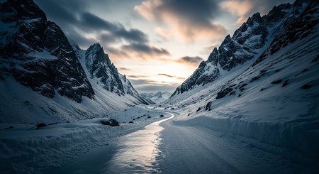 Beautiful winter landscape in Lofoten islands, Norway.の素材