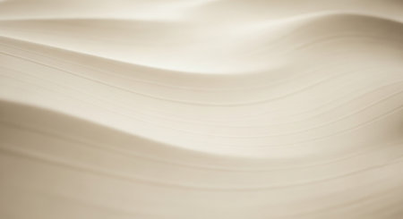Abstract flowing beige waves with subtle horizontal lines and gentle light creating a smooth organic texture and soft organic form.の素材