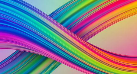 (669) showing intertwined flowing ribbons of vibrant rainbow colors creating an abstract infinity loop. resolutionの素材