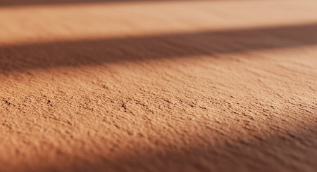 A close-up view of a textured brown surface with diagonal light and shadow stripes.の素材