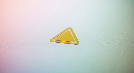 showing yellow triangle warning sign on textured surface with soft gradient lighting. resolution use.の素材